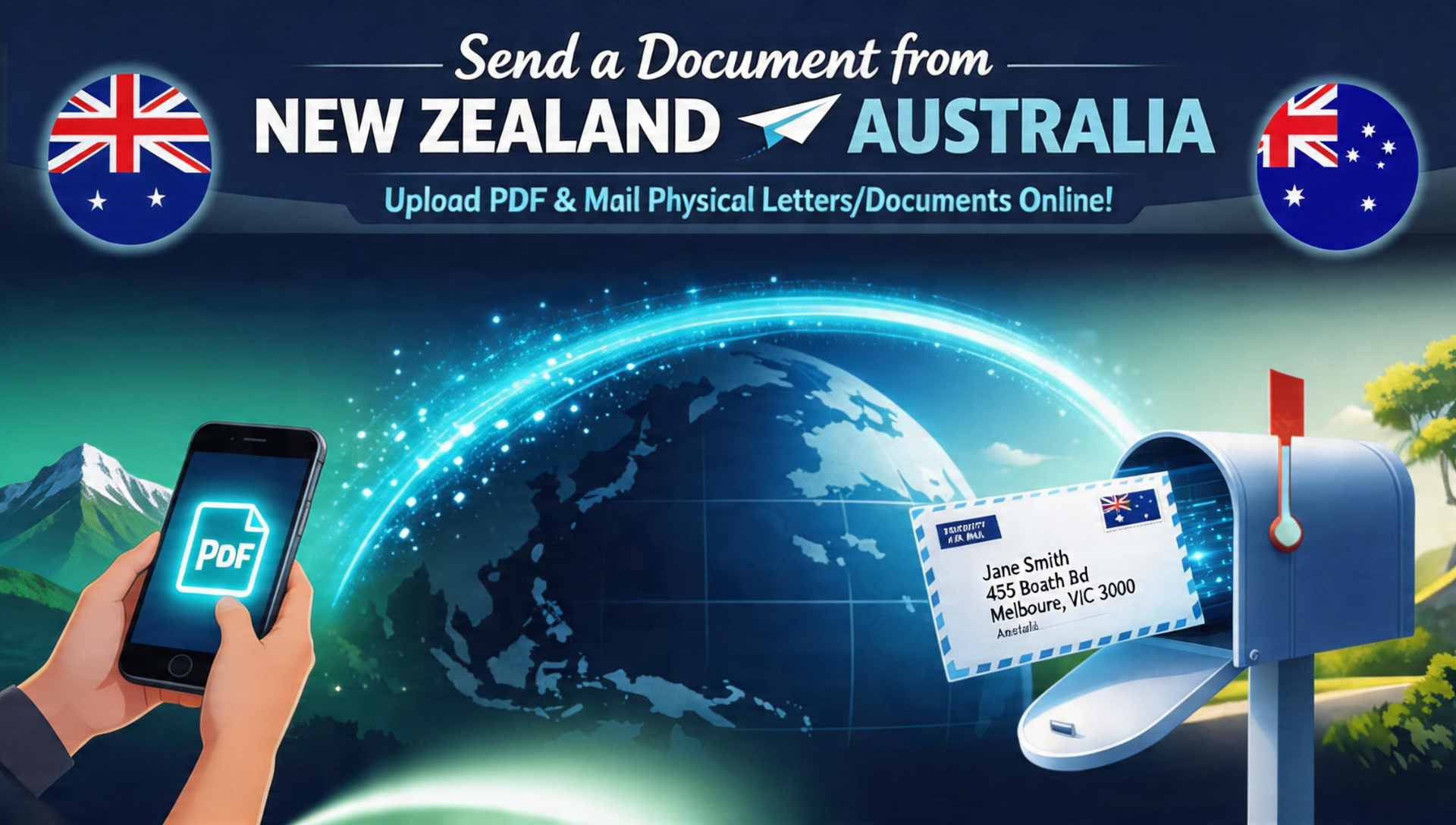 Sending tracked documents to Australia from New Zealand — PostMyDoc digital mailing service