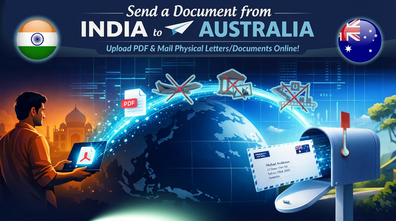 Sending tracked documents to Australia from India — PostMyDoc digital mailing service