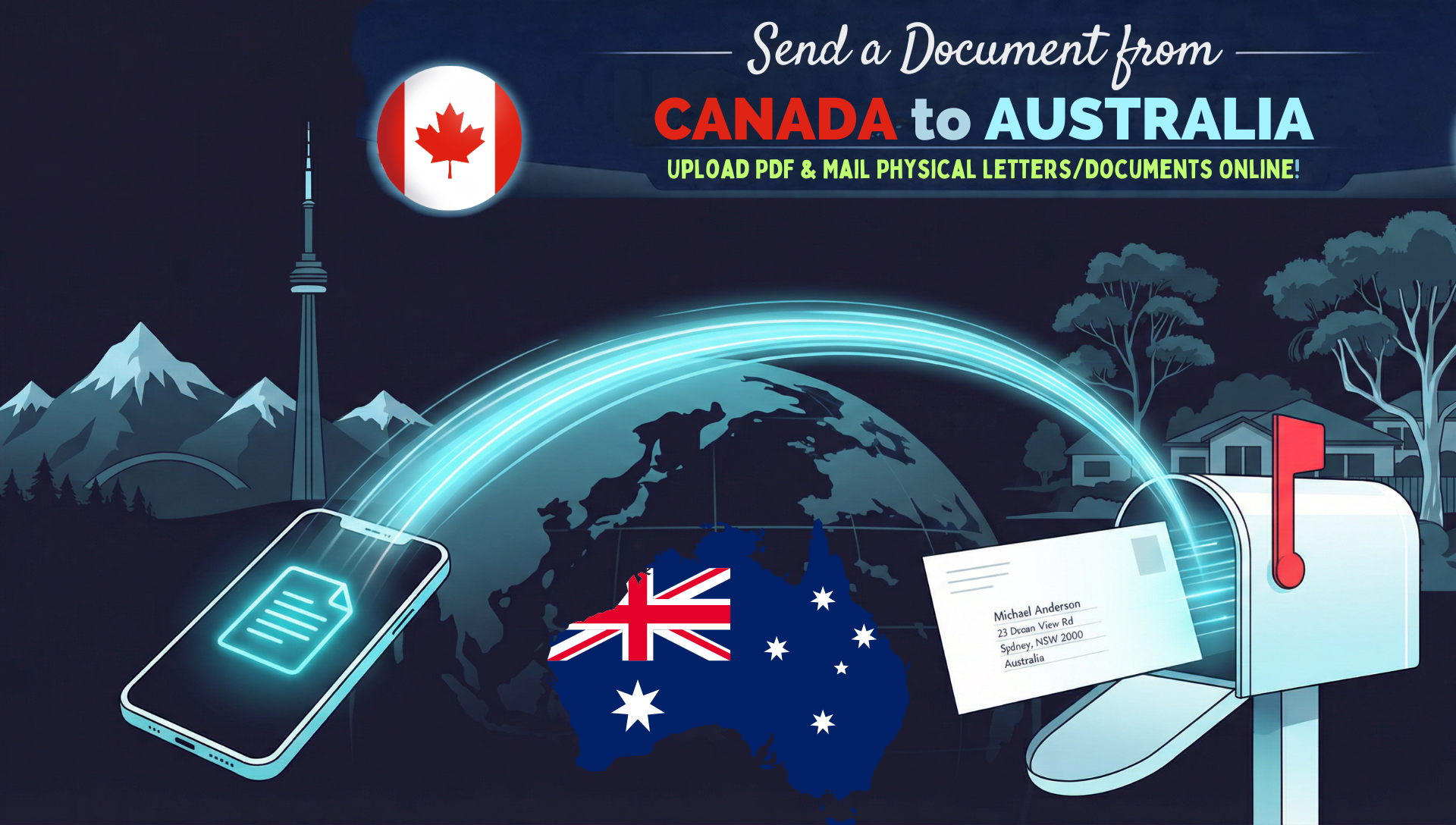 Documents being mailed from Canada to Australia